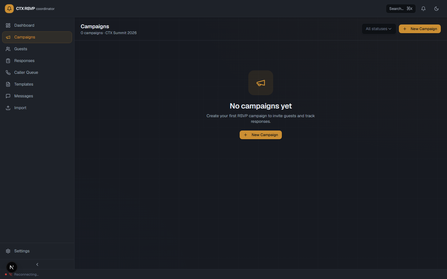 RSVP campaigns console